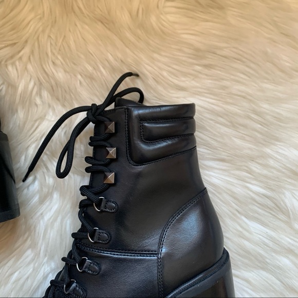 New! MARC FISHER Laboni Leather Combat Boots - Picture 3 of 10
